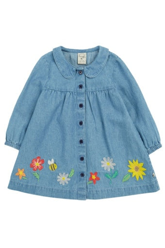 Frugi Emma Denim Dress - Denim/Flowers