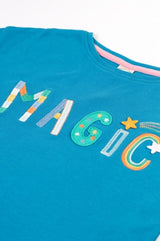 Frugi Bethany Applique Top - Deep Water/Magic