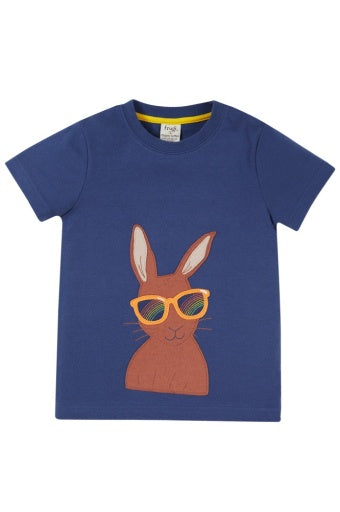 Frugi Carsen Applique T-Shirt - Navy Blue/Hare