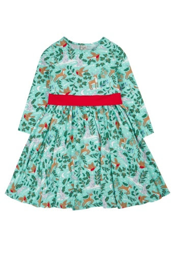 Frugi Party Skater Dress - Festive Forest