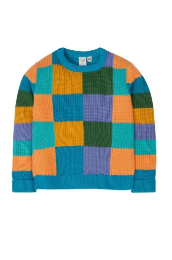 Frugi Lenny Knitted Jumper - Rainbow Checkerboard
