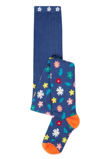 Frugi Norah Tights - Navy/Flowers