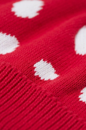 Frugi Noa Knitted Hat - Red/Mushroom