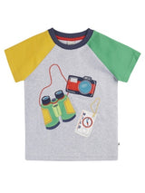 Frugi Renny Raglan T-Shirt - Grey Marl/Adventure
