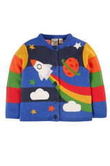 Frugi Corin Knitted Cardigan - Blue Tang/Rocket Flight