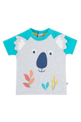 Frugi Happy Raglan T-Shirt - Grey Marl/Koala