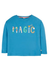 Frugi Bethany Applique Top - Deep Water/Magic