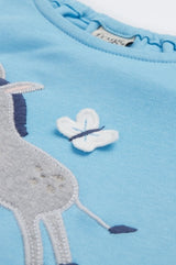 Frugi Emily Applique T-Shirt - Bluebird/Donkey