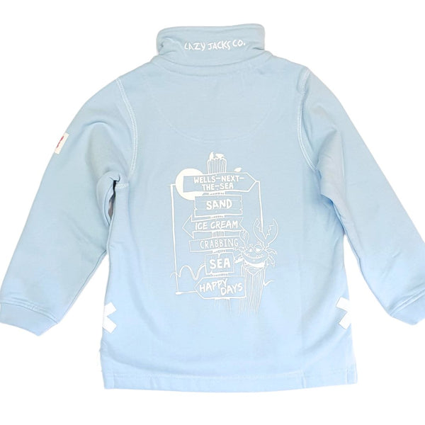 Lazy Jacks Children's Wells-Next-the-Sea Printed 1/4 Zip Sweatshirt - Sky
