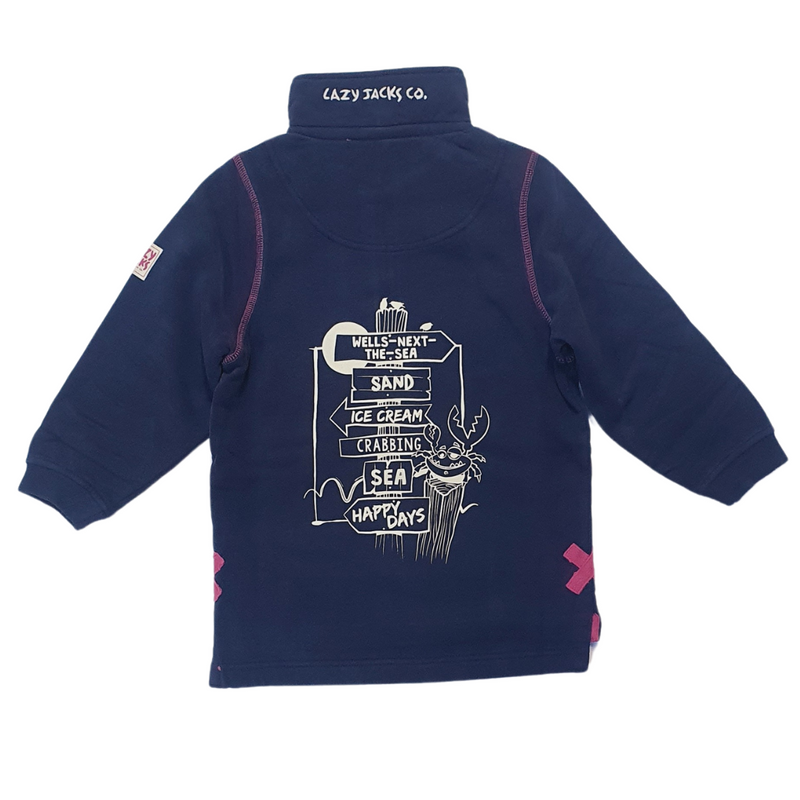 Lazy Jacks Children's Wells-Next-the-Sea Printed 1/4 Zip Sweatshirt - Twilight