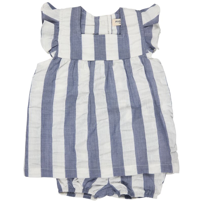 Pigeon Tunic set (seersucker wide stripe) - indigo
