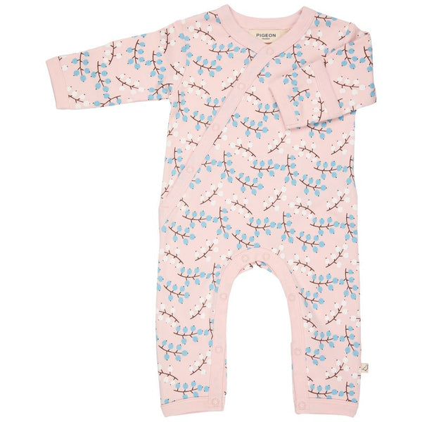 Pigeon Organics Kimono romper (AOP), winter berry