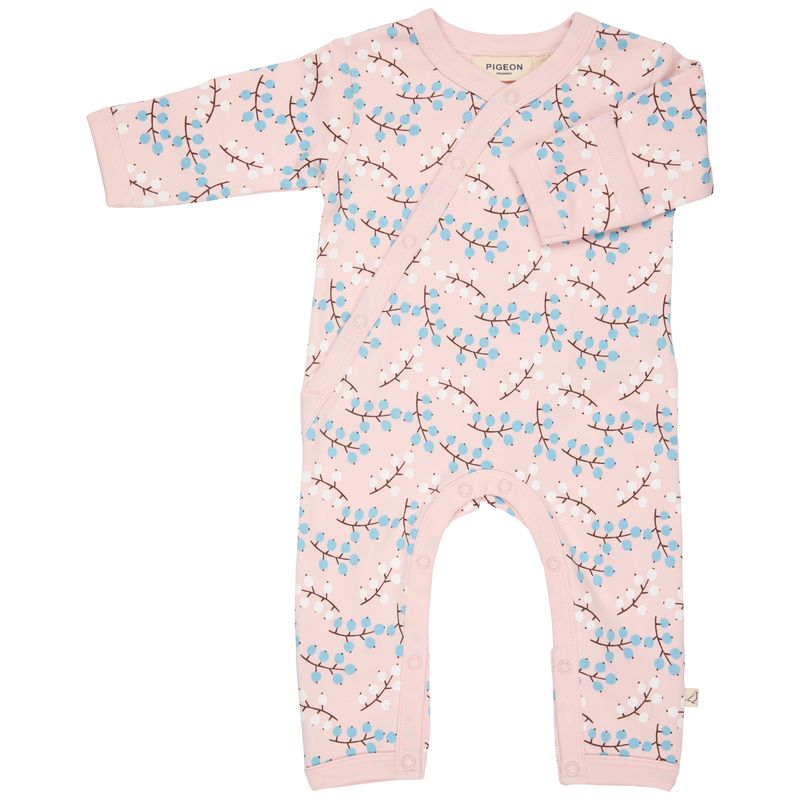 Pigeon Organics Kimono romper (AOP), winter berry