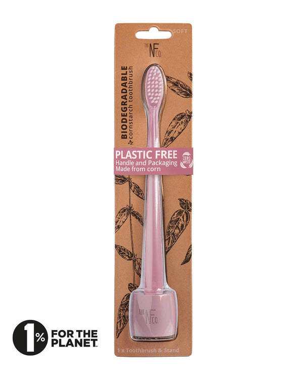 NFco Bio Toothbrush and Stand - Rose Quartz