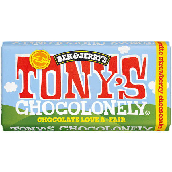 Tony's Chocolonely x Ben & Jerry's White Strawberry Cheesecake 180g