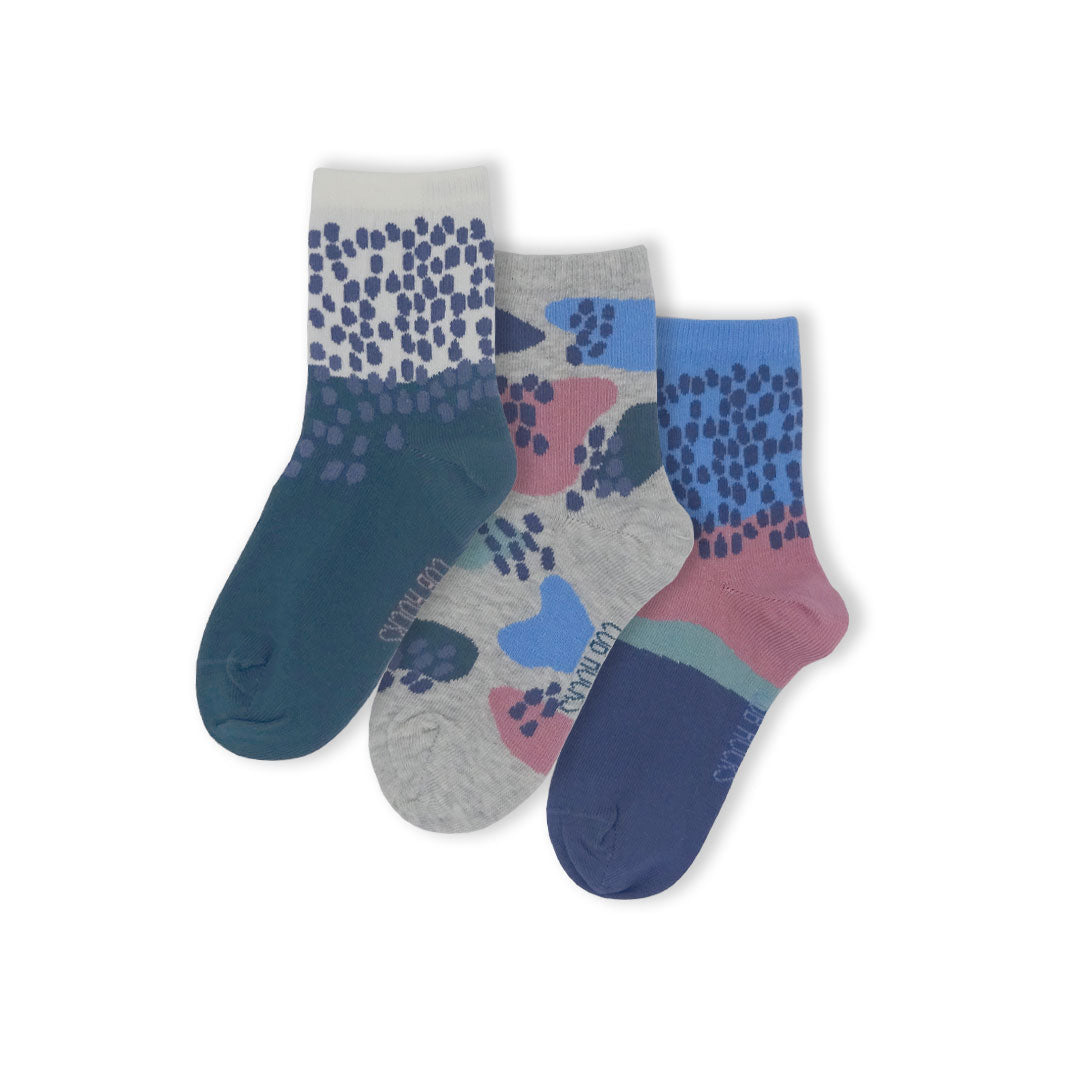 3 Pack Abstract Kids Sustainable Fashion Ankle Socks for Boys and Girls