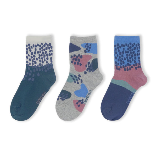 3 Pack Abstract Kids Sustainable Fashion Ankle Socks for Boys and Girls