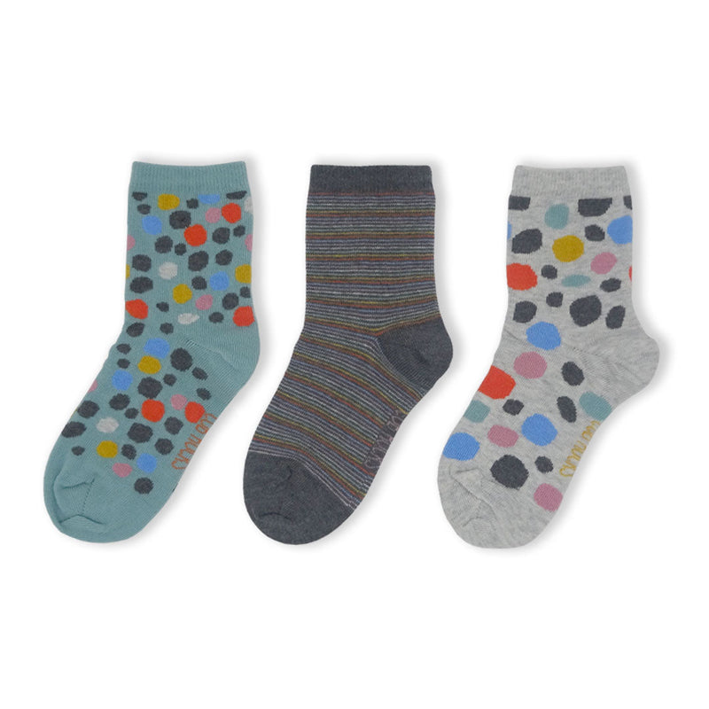 3 Pack Spots Kids Sustainable Fashion Ankle Socks for Boys and Girls