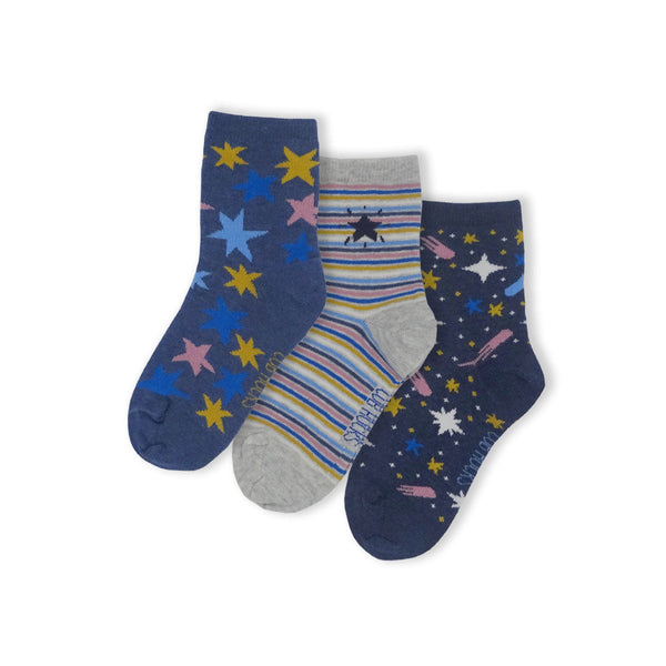 3 Pack Stars Kids Sustainable Fashion Ankle Socks for Boys and Girls