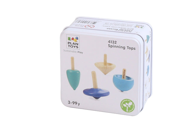 plan toys travel toys in a tin spinning tops