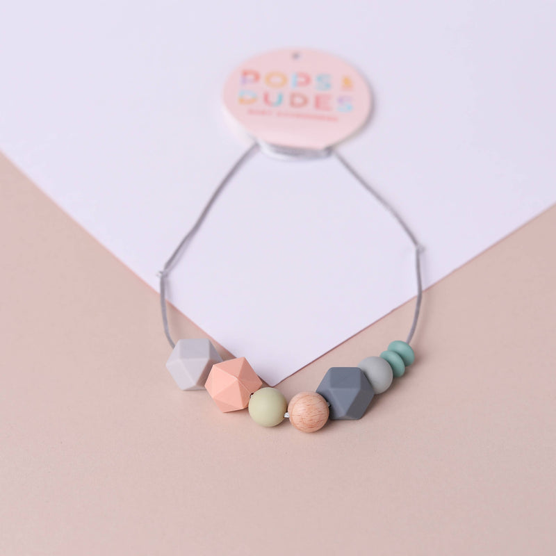 Peach pop teething necklace