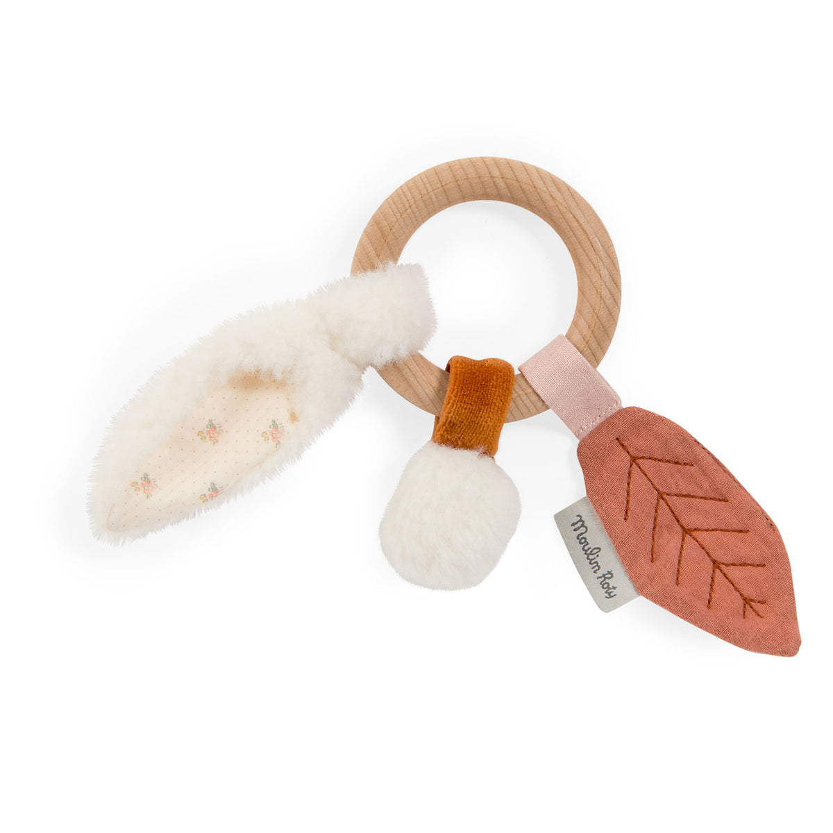 Moulin Roty Wooden Rabbit Ring Rattle Apres la Pluie