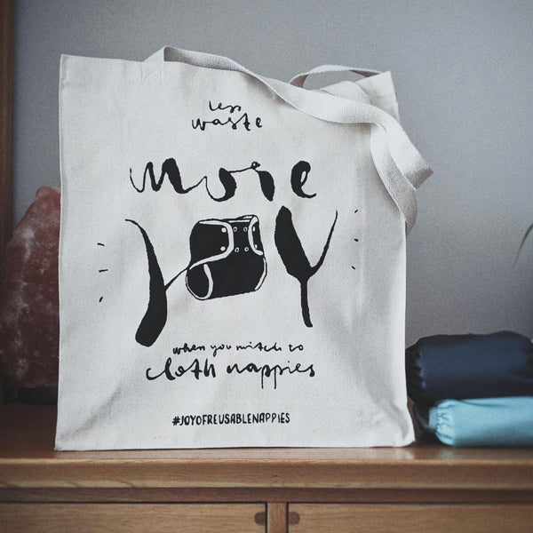 Less Waste, More Joy Organic Cotton Tote Bag