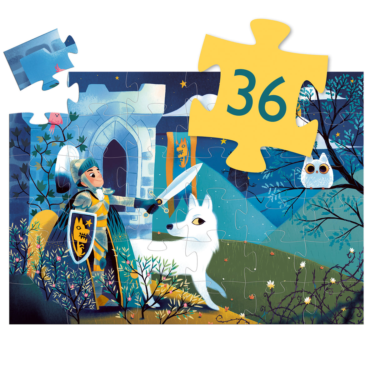 Djeco Full Moon Knight Sihlouette Puzzle - 36 pcs