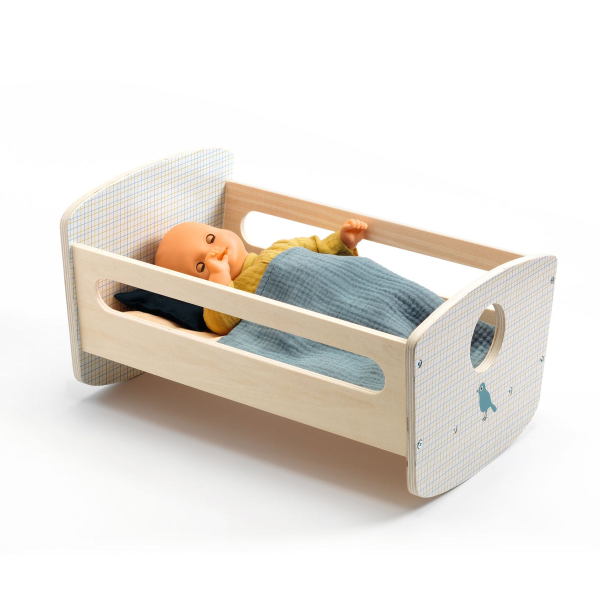 Pomea Dolls Cradle Rocking Bed - Blue Night