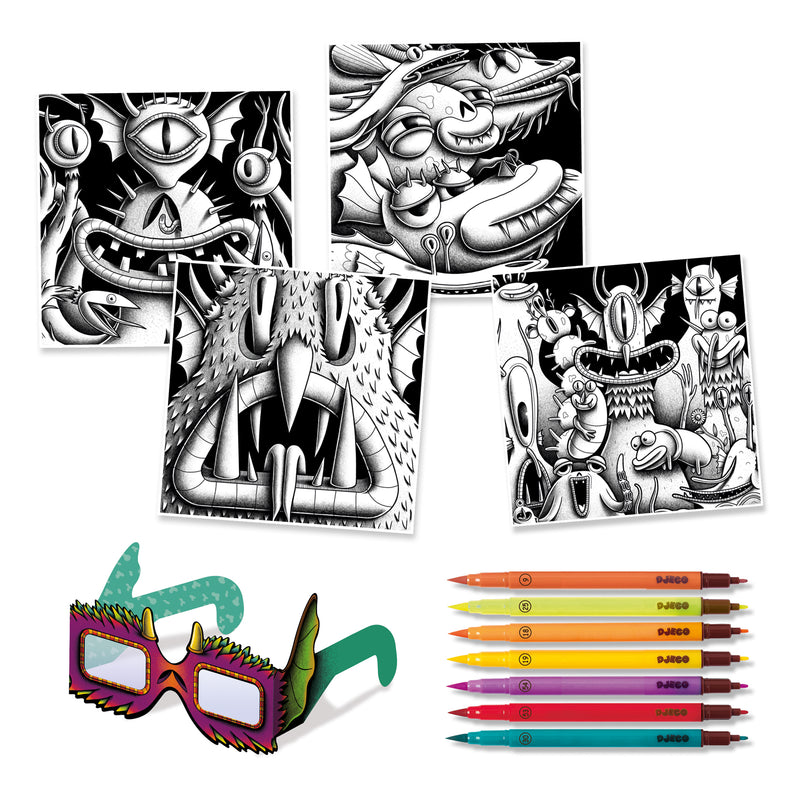 Djeco Funny Freaks 3D Colouring