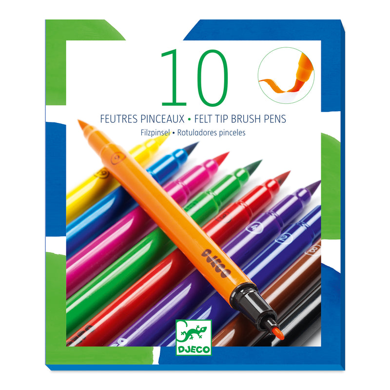 Djeco Colours - 10 Felt Tip Brush Pens