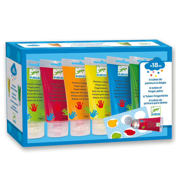 Djeco 6 Tubes Of Finger Paint - Brights