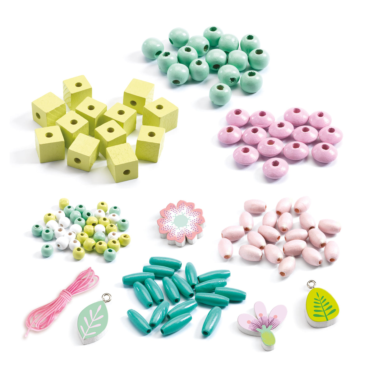 Djeco Abundance Jewellery Wooden Beads - Flowers & Foliage