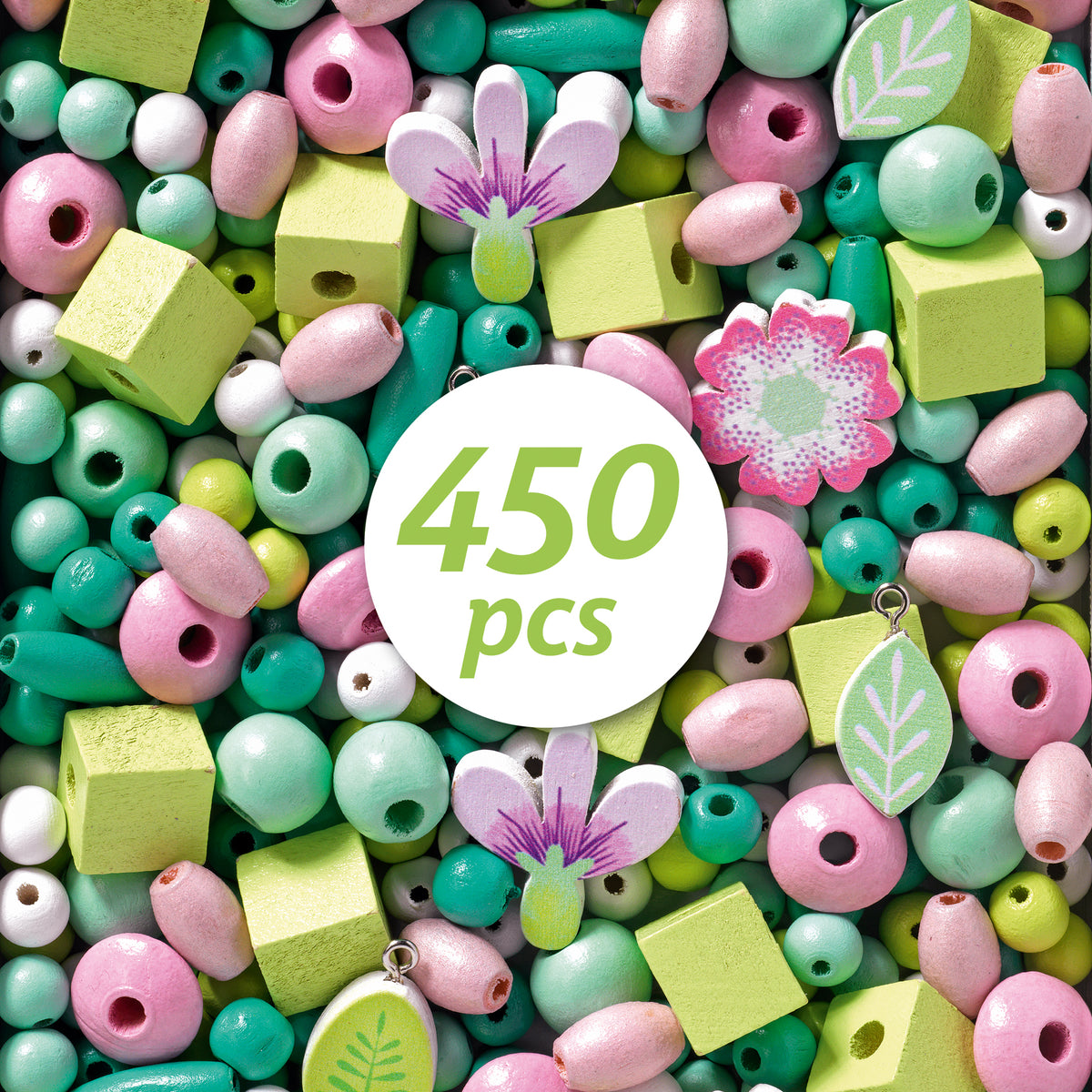 Djeco Abundance Jewellery Wooden Beads - Flowers & Foliage