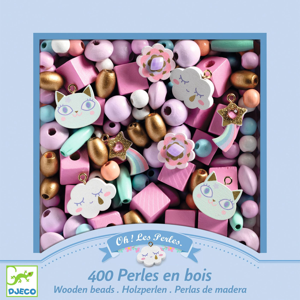 Djeco Abundance Jewellery Wooden Beads - Rainbow