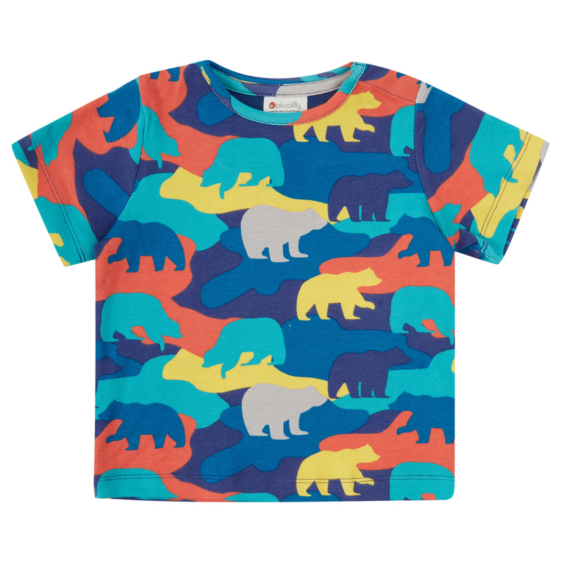 Piccalilly Kids All Over Print T-Shirt - Camo Bear 5-6 yrs only