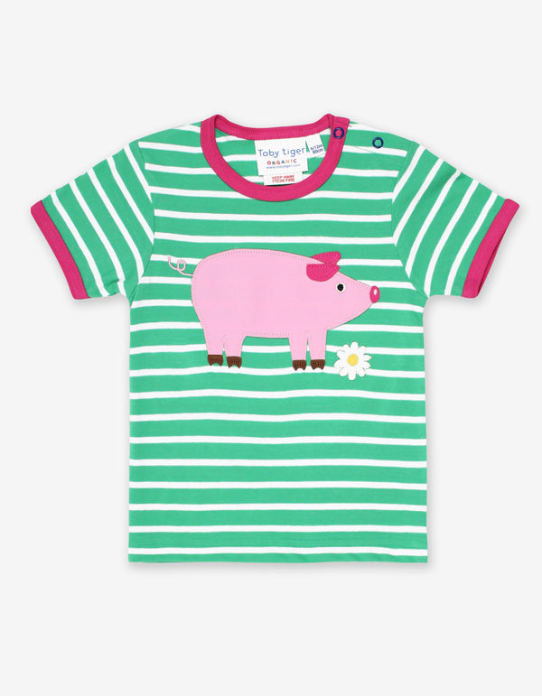Toby Tiger Organic Pig Applique T-Shirt