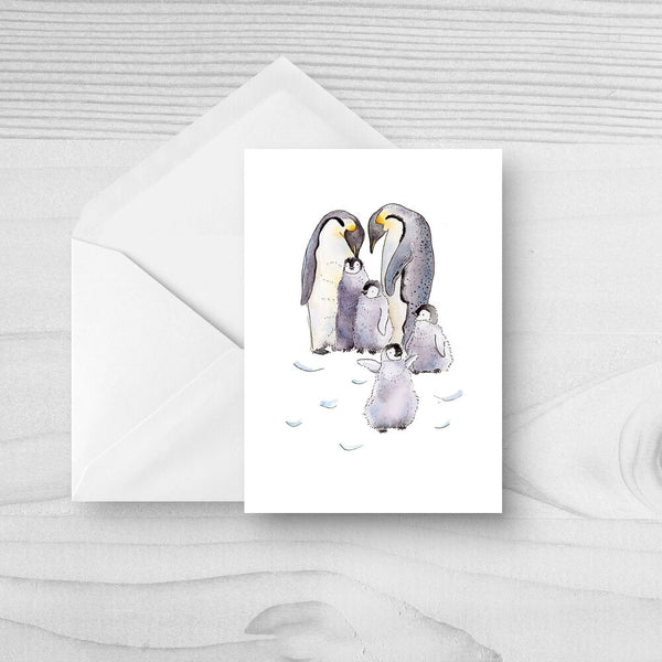 Six Penguins Greetings Card