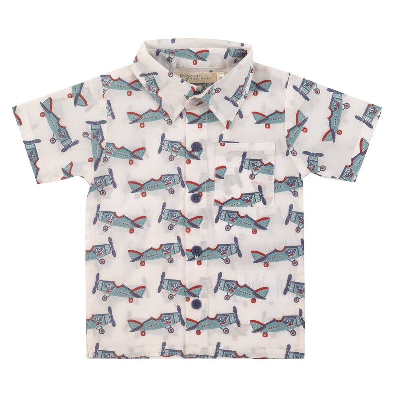 Pigeon Summer woven shirt - Aeroplanes