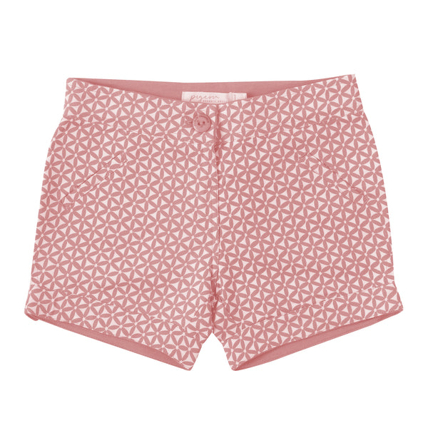 Pigeon Girl shorts (AOP), block print - pink