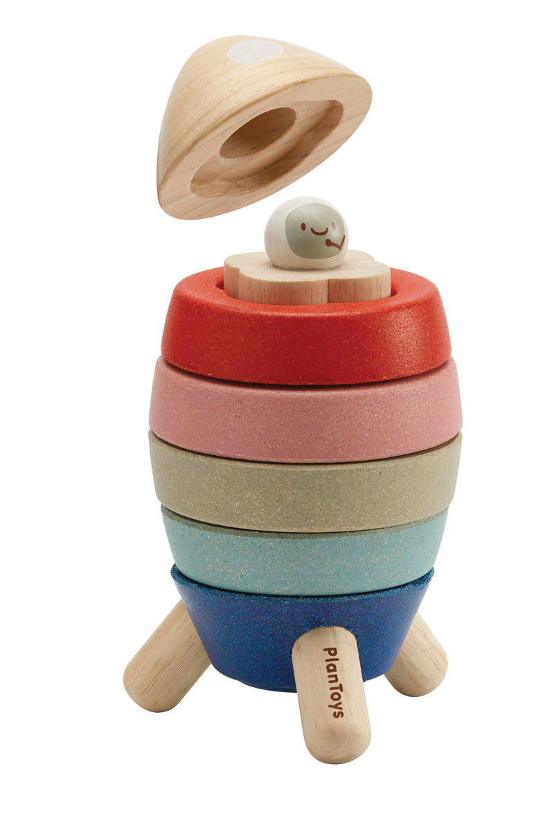 Plan Toys Stacking Rocket - Orchard Colourway