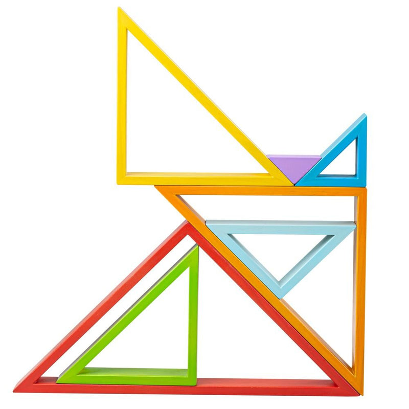 bigjigs rainbow wooden stacking triangles