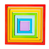 Bigjigs Wooden Stacking Rainbow Squares