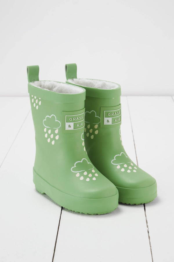 Olive Green Colour-Changing Kids Wellies