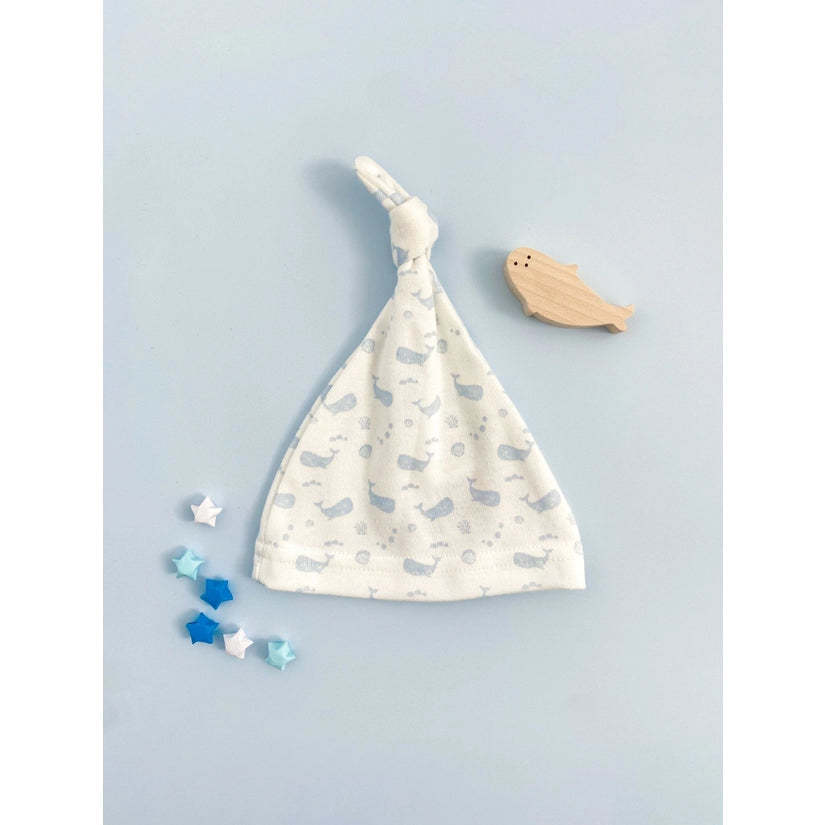 Tiny and Small Organic Cotton Preemie Knotted Baby Hat - Ocean Blue