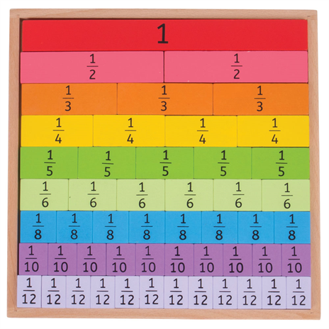 Bigjigs Rainbow Wooden Fractions Tray