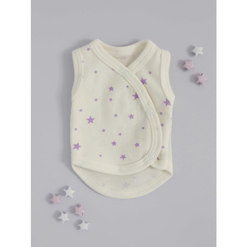 Tiny and Small Organic Cotton Preemie Incubator Vest - Purple Stars