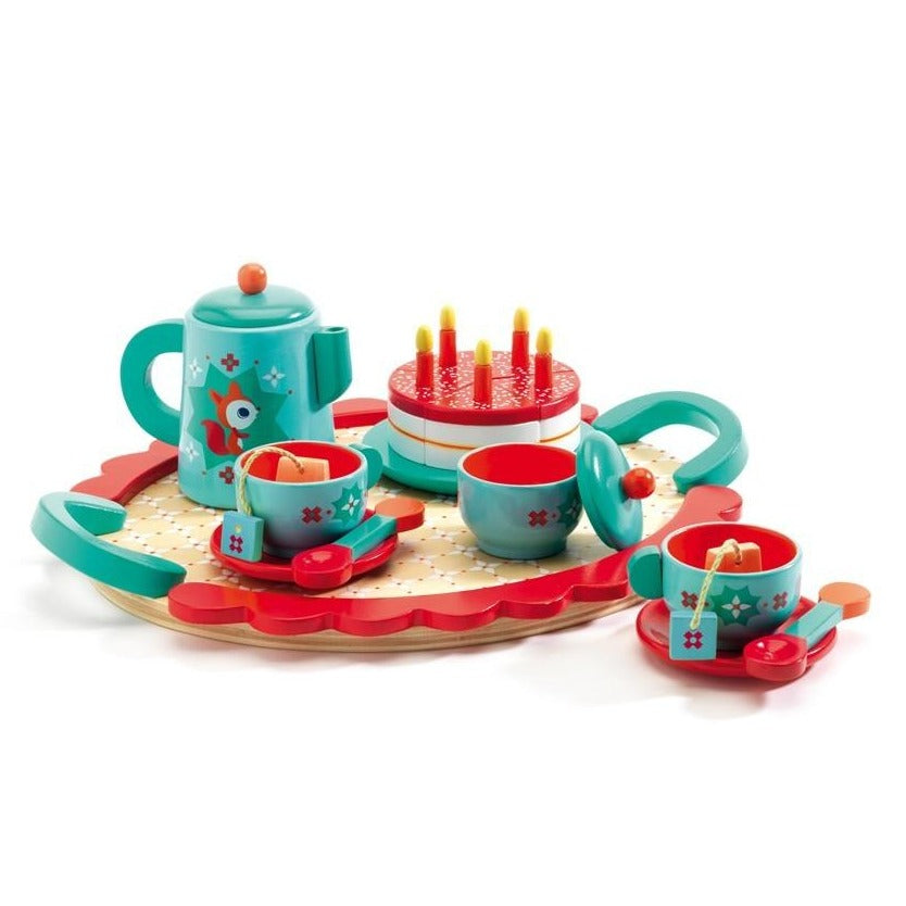Djeco Foxs Party Tea Set - Blue/Red