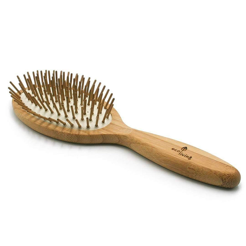 Eco Living Oval Bamboo Hairbrush with Wooden Pins
