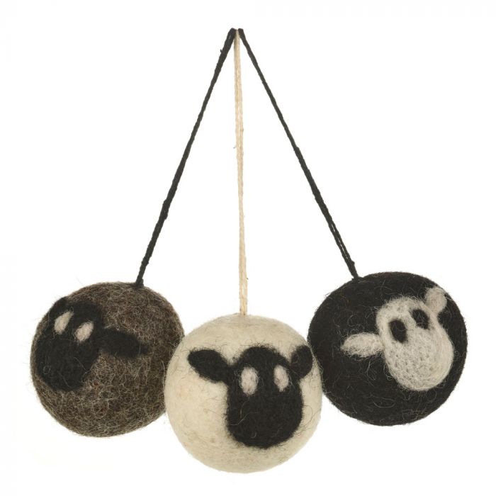 Handmade Biodegradable Felt Sheep Baubles Hanging Easter Decoration